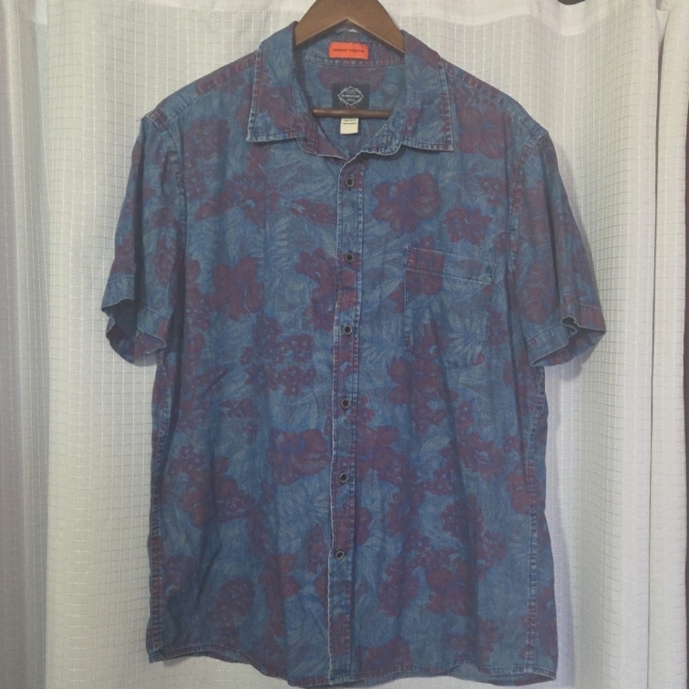 ST JOHN'S BAY Shirt Floral Hawaiian Button Up Short Sleeve Shirt Mens Size XL